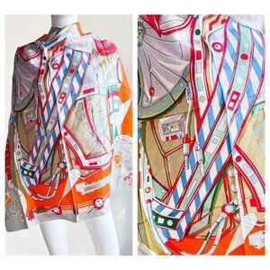 Silk Twill Geometric Print Colourful Hand Rolled Square Scarf